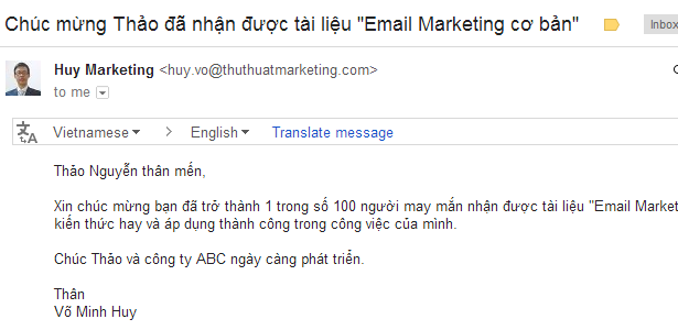 ca nhan hoa noi dung email marketing